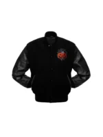 Halloween Pumpkin Black Unisex Varsity Jacket - Image 2