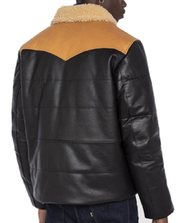 Hardy B-3 Shearling Black Leather Aviator Jacket Back