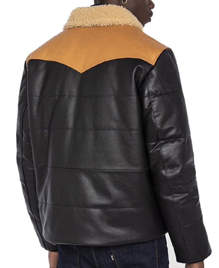 Hardy B-3 Shearling Black Leather Aviator Jacket Back