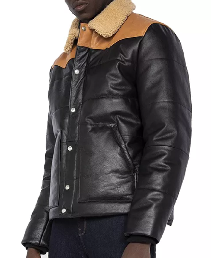 Hardy B-3 Shearling Black Leather Aviator Jacket Side