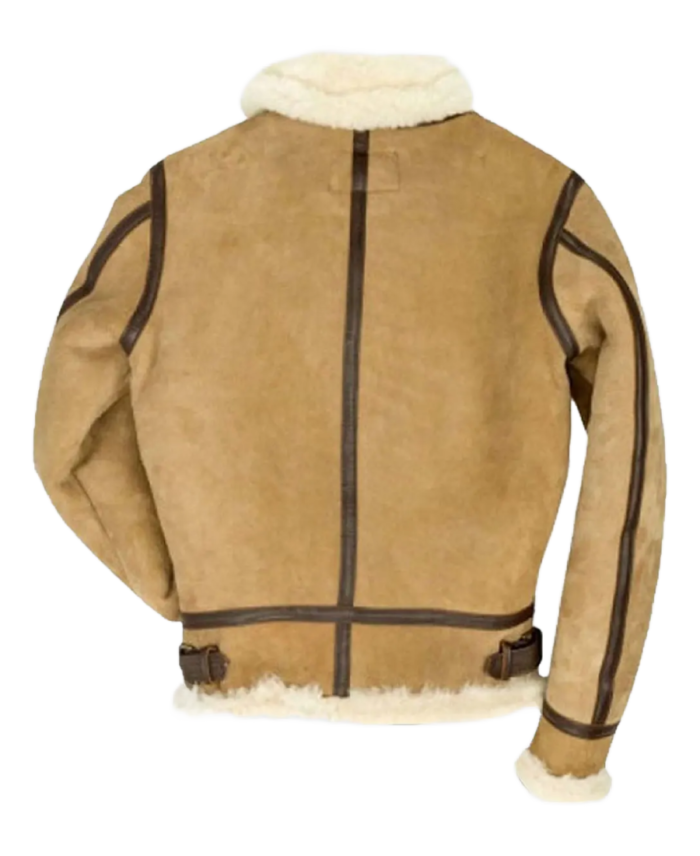 Jake B-3 Shearling Brown Leather Aviator Jacket Back