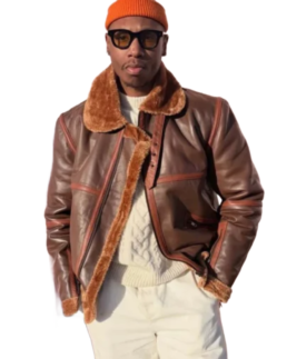 James Men’s Brown B-3 Bomber Leather Jacket