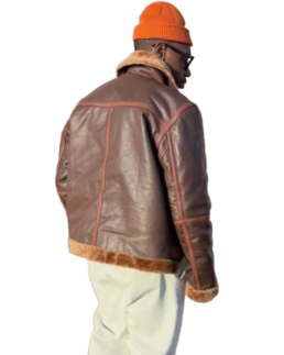 James Men’s Brown B-3 Bomber Leather Jacket Back