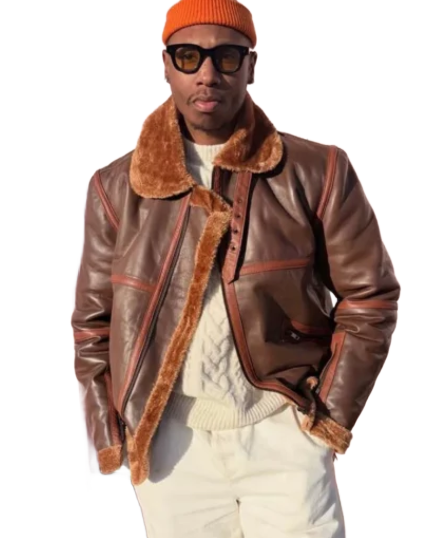 James Men’s Brown B-3 Bomber Leather Jacket