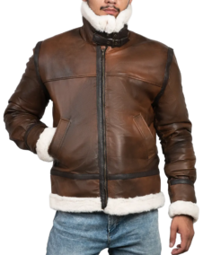 James Men’s Brown Leather Faux Shearling Jacket
