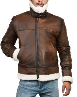 James Men’s Brown Leather Faux Shearling Jacket