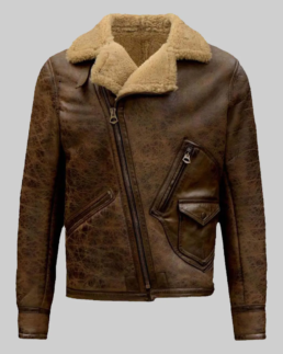 Jamie Men’s Distressed Brown Bomber Leather Jacket Front