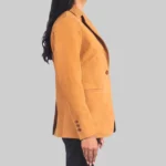 Jenna Women’s Brown Leather Blazer - Image 3