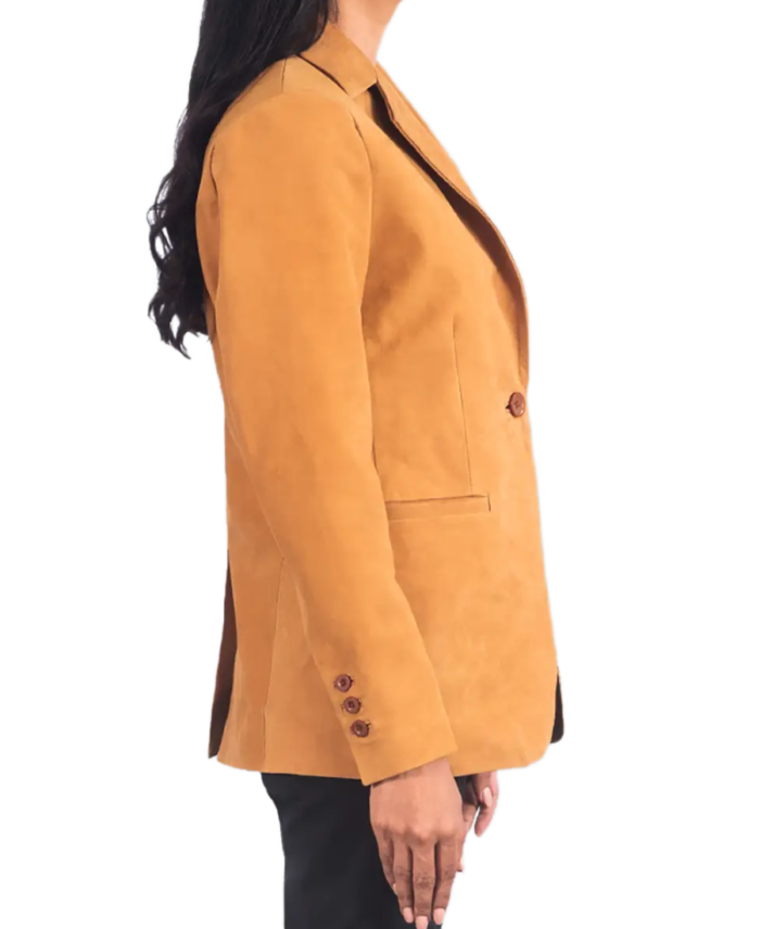 Jenna Women’s Brown Suede Blazer Side