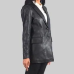 Laura Women’s Black Leather Blazer - Image 3