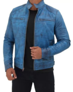 Blue Leather Lambskin Jacket - Image 3