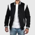 Men’s Black & White Stripes Varsity Jacket