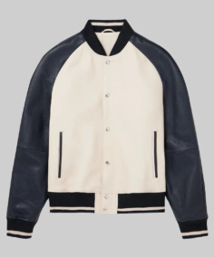 Men’s Off-White and Black Leather Varsity Jacket