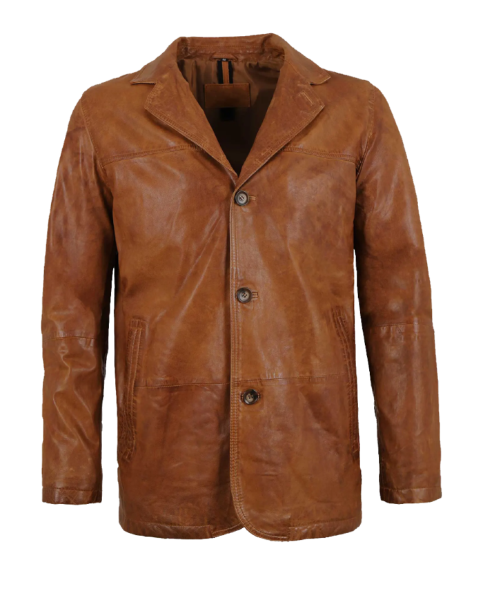 Major Men’s Vintage Brown Leather Blazer