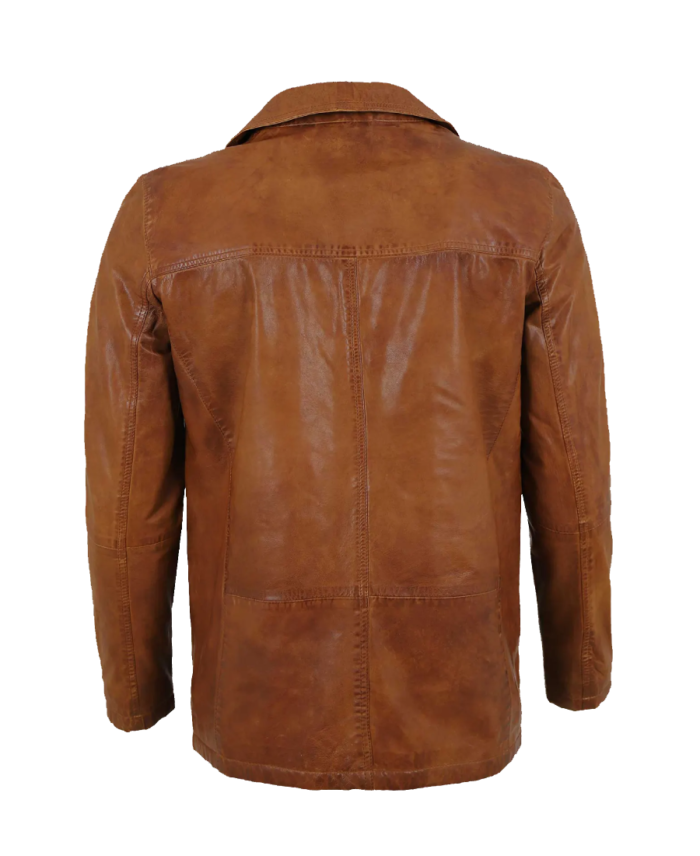 Major Men’s Vintage Brown Leather Blazer Back