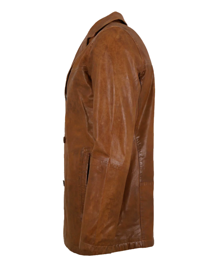 Major Men’s Vintage Brown Leather Blazer Side