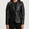 Mary Women’s Quilted Black Leather Blazer