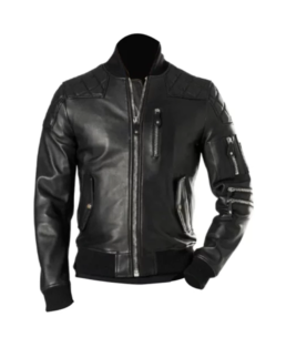 Black Leather Bomber Jacket - Trendy Leather Jacket