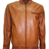 Men Casual Tan Brown Bomber Jacket