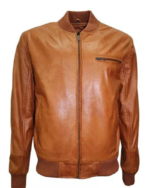 Men Casual Tan Brown Bomber Jacket