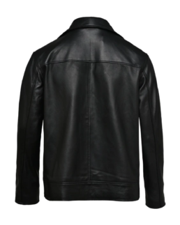 Men Classic Biker Leather Jacket Back