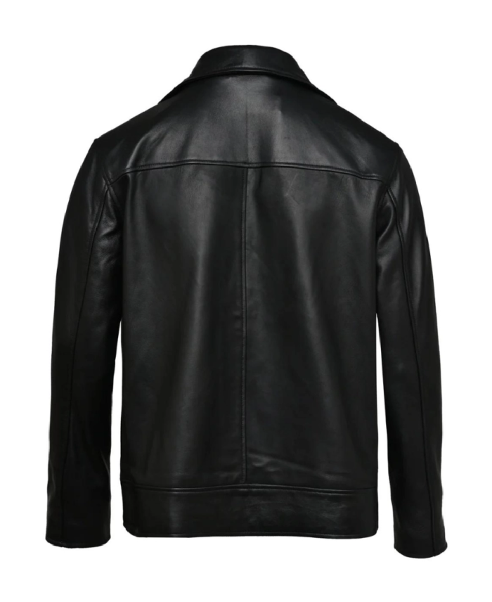 Men Classic Biker Leather Jacket Back