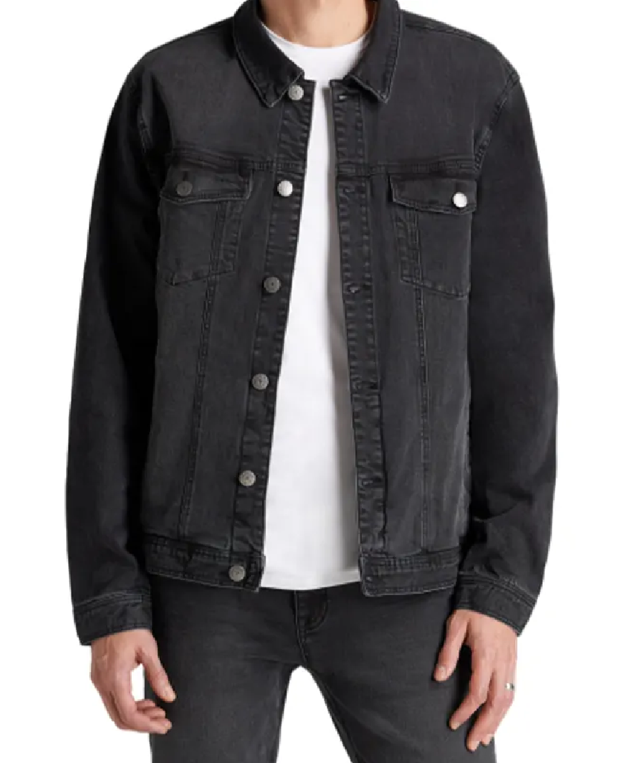 Men Lightweight Black Trucker Jacket