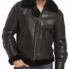 Men’s B-3 Black Sheepskin Leather Bomber Jacket