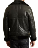 Men’s B-3 Black Sheepskin Leather Bomber Jacket - Image 2