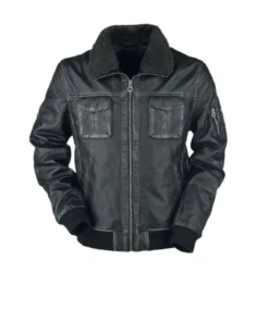 Mens Bike Racer Black Leather Jacket