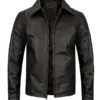 Mens Black Cowhide Leather Jacket Front