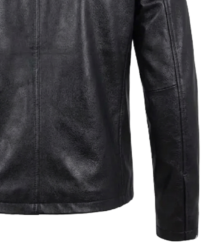 Mens Black Harrington Cowhide Leather Jacket Sleeves