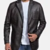 Men’s Black Leather Blazer