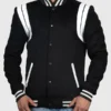 Men’s Black & White Stripes Varsity Jacket
