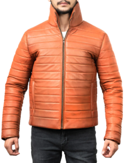 Men’s Brown Puffer Hooded Jacket