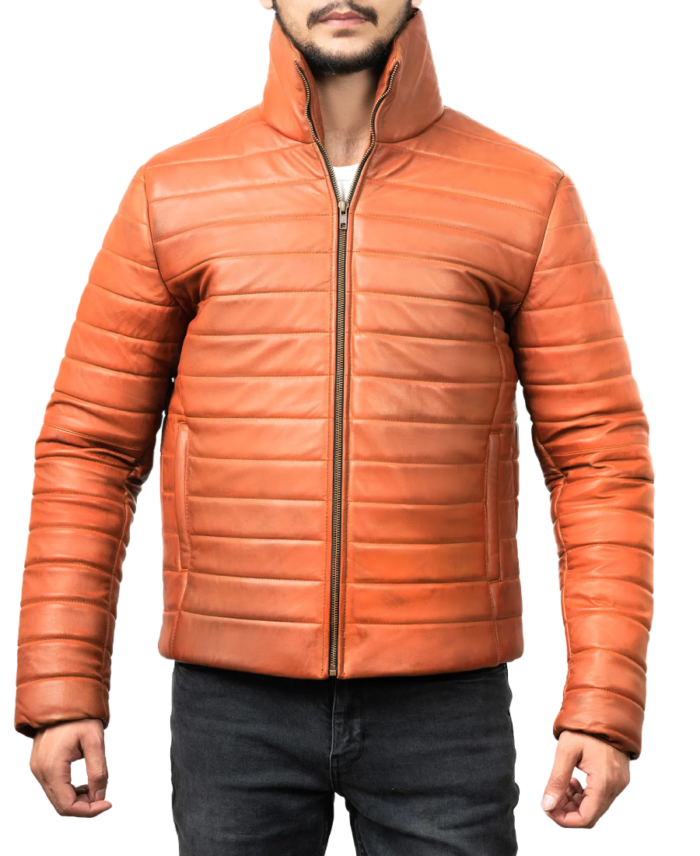 Men’s Brown Puffer Hooded Jacket