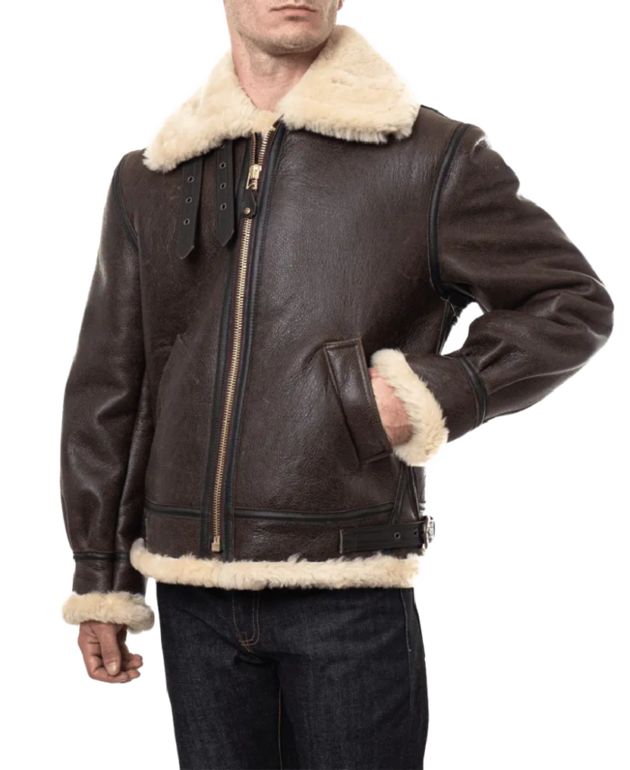 Men’s Brown Shearling B3 Bomber Jacket