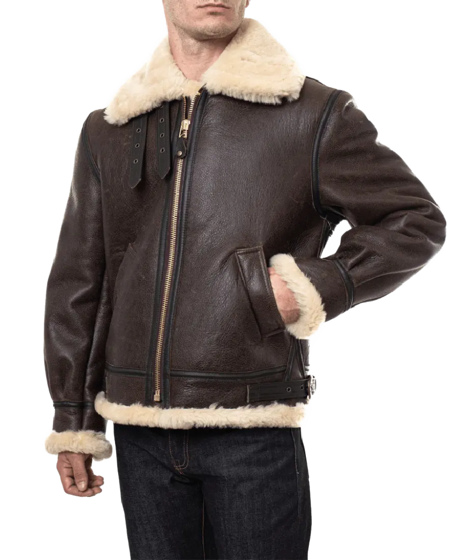 Men’s Brown Shearling B3 Bomber Jacket Men’s Brown Shearling B3 Bomber Jacket