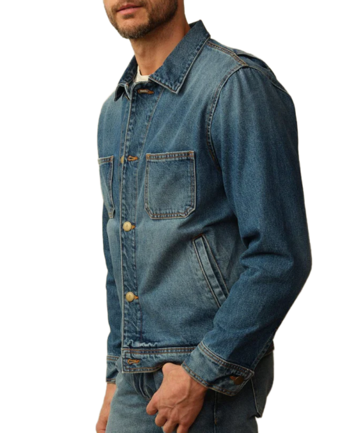 Men’s Buttoned Japanese Jean Jacket Side