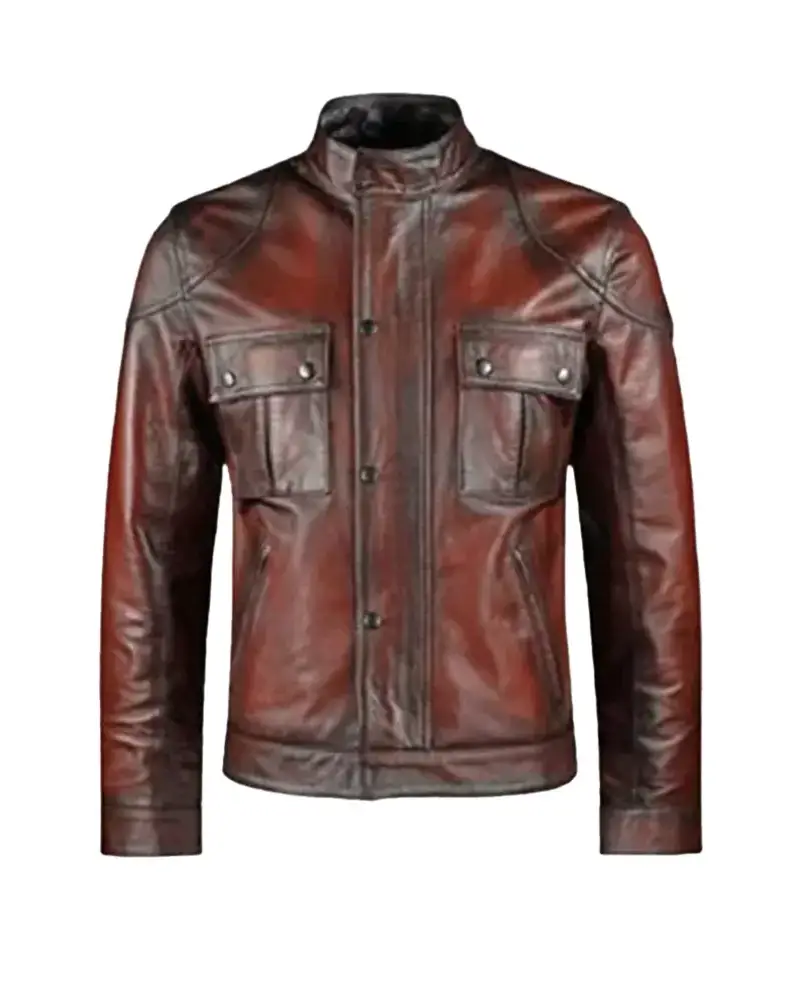 Mens Cafe Racer Distressed Red Jacket Mens Cafe Racer Distressed Red Jacket