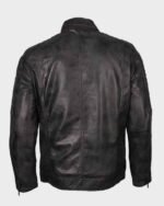 Parks Men’s Café Racer Waxed Biker Leather Jacket - Image 2