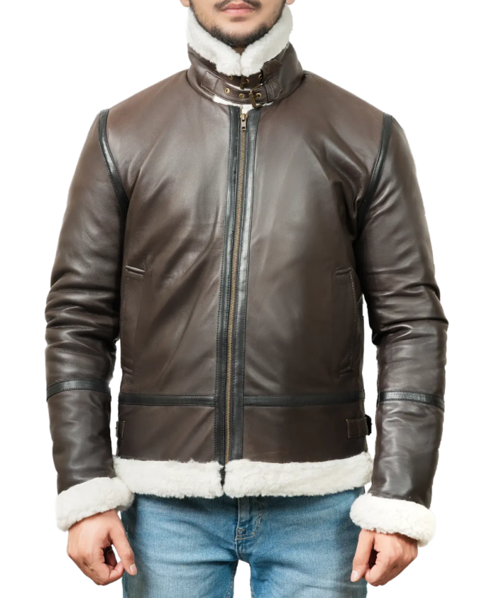 Men’s Dark Brown B-3 Aviator Leather Jacket