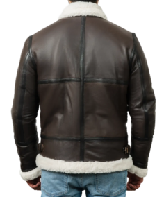 Men’s DarkBrown B-3 Aviator Leather Jacket Back