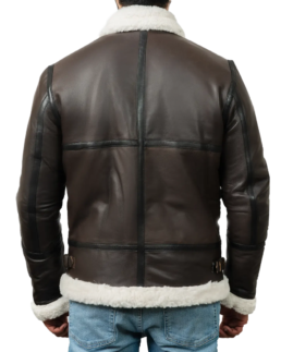 Men’s DarkBrown B-3 Aviator Leather Jacket Back