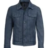Men's Denim Style Bomber Leather Jacket