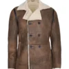 Men’s Distressed Brown Aviator Leather Jacket