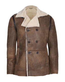 Men’s Distressed Brown Aviator Leather Jacket