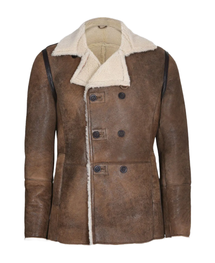 Men’s Distressed Brown Aviator Leather Jacket
