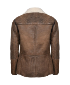 Men’s Distressed Brown Aviator Leather Jacket Back