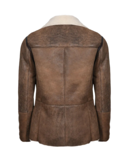 Men’s Distressed Brown Aviator Leather Jacket Back
